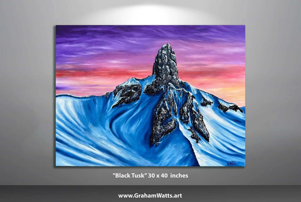 Detail image of original Black Tusk Whistler oil painting by Canadian artist Graham Watts. Mountain landscape artwork titled Black Tusk.