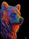 Colorful grizzly bear painting highlighting vibrant hues and details, representing the essence of wildlife art by Graham Watts.